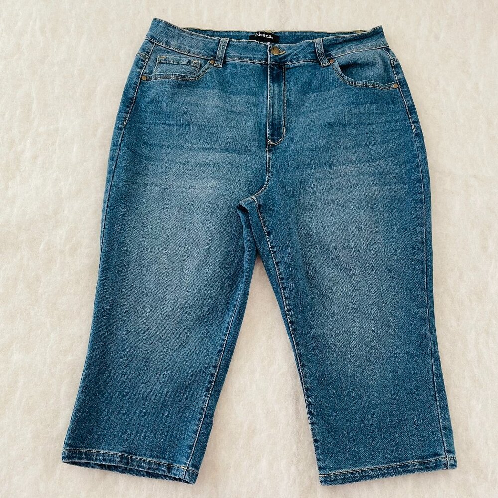 D. Jeans Womens Denim Blue High Rise Preppy Streetwear Style Capri Jeans Size 16